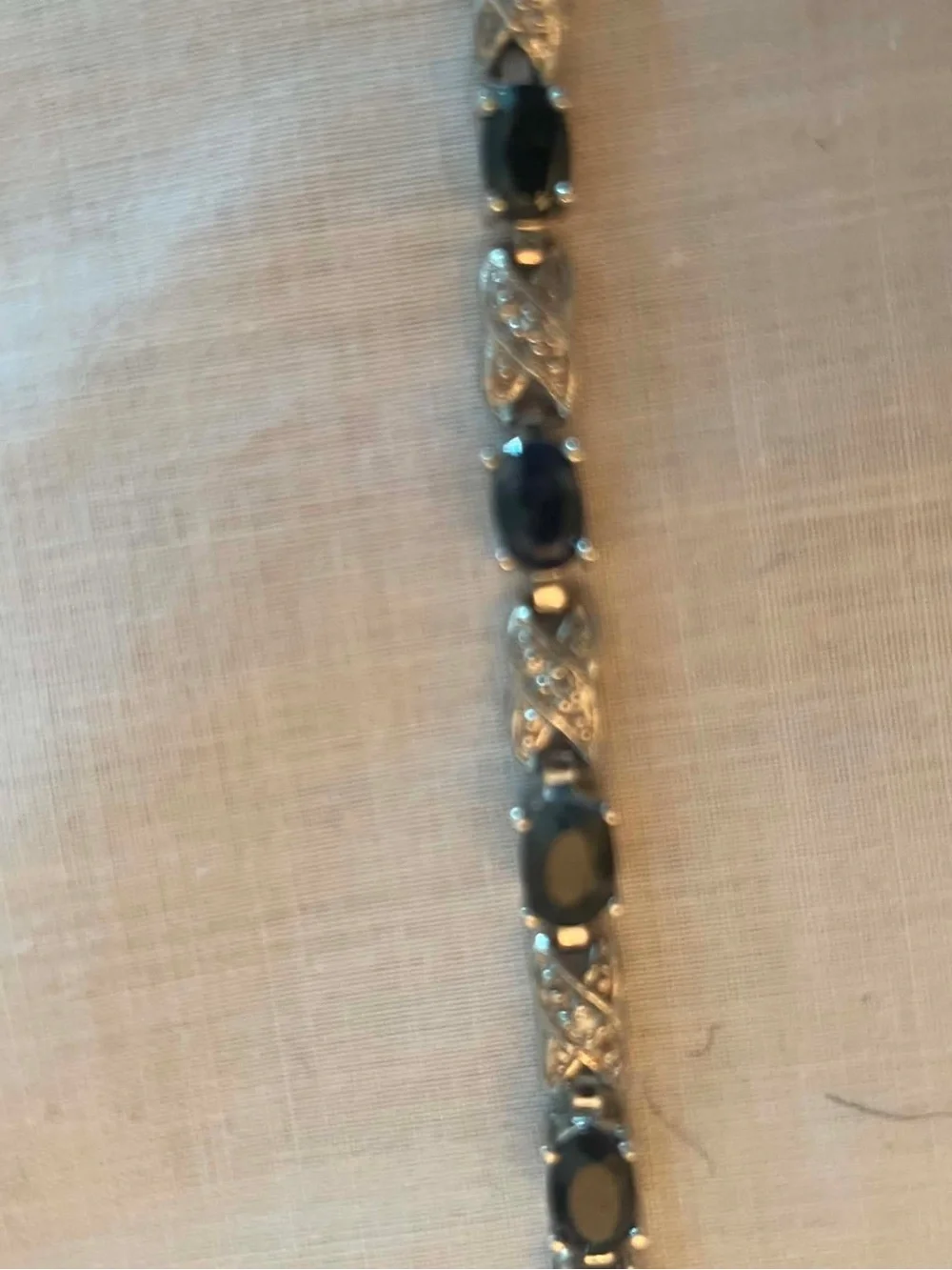 Sterling Silver Black Stone Butterfly Link Bracelet 7.5”